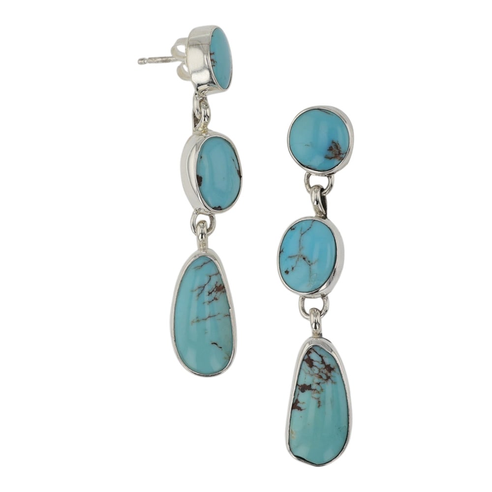 Navajo Turquoise Three Stone Earrings (1 of 2)