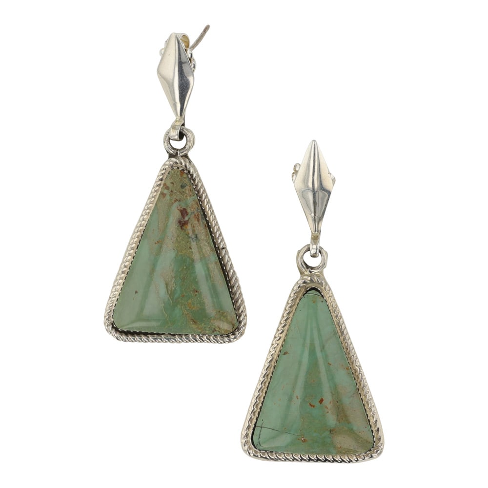RB Navajo Menassa Turquoise Earrings: Sterling Silver | Genuine Menassa Turquoise | RB Navajo Menassa Turquoise Earrings | Navajo Native American Southwest Indian Jewelry | Good (no breaks or damages) | Approximate Weight:?12?Grams | Earr