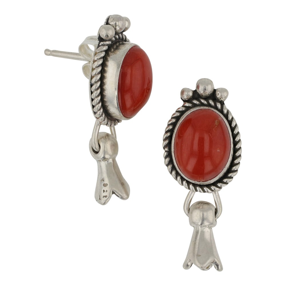 Navajo Mediterranean Coral Blossom Earrings (1 of 2)