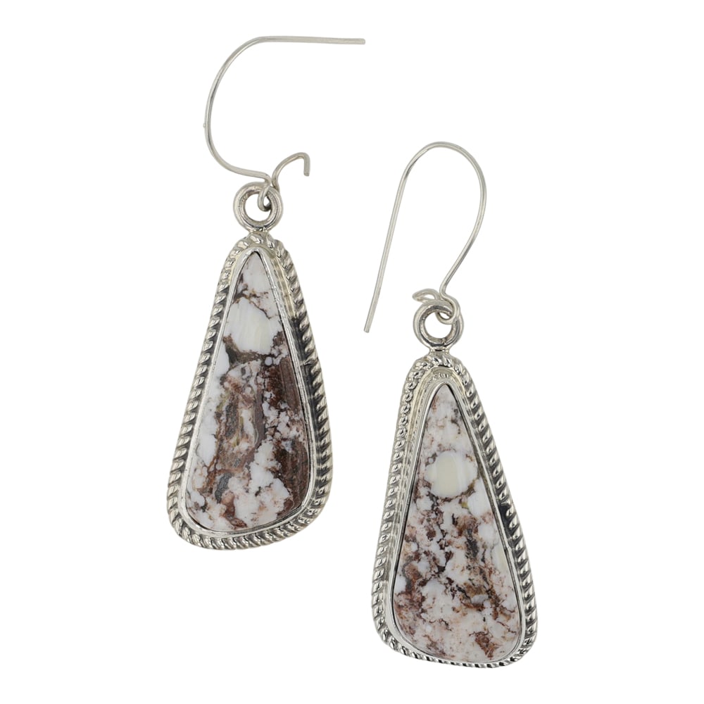 Navajo Wildhorse Earrings: Sterling Silver | Genuine Wild horse | Navajo Wild horse Earrings | Navajo Native American Southwest Indian Jewelry | Good (no breaks or damages) | Approximate Weight: 8 Grams | Earrings: 1" x .5" eac