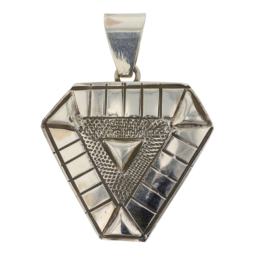 Micah Nelson Navajo Stamp Plain Silver Pendant (1 of 2)