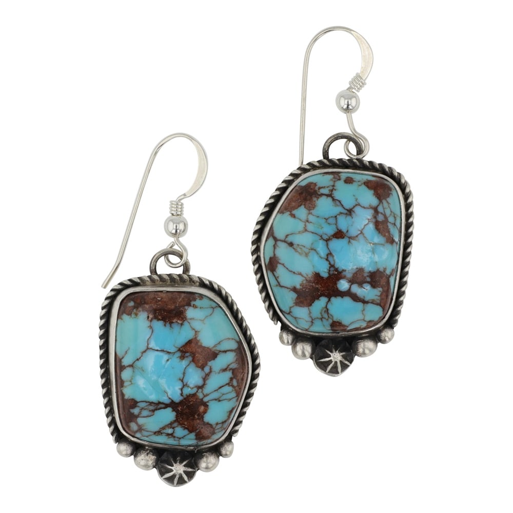 Randall Endito Navajo Prince Turquoise earrings: Sterling Silver | Genuine Prince Turquoise | Randall Endito Navajo Prince Turquoise earrings | Navajo Native American Southwest Indian Jewelry | Good (no breaks or damages) | Approximate Weight: 11 Gr