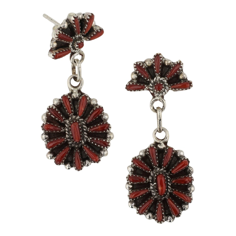 Zuni Mediterranean Coral Needlepoint Earrings (1 of 2)