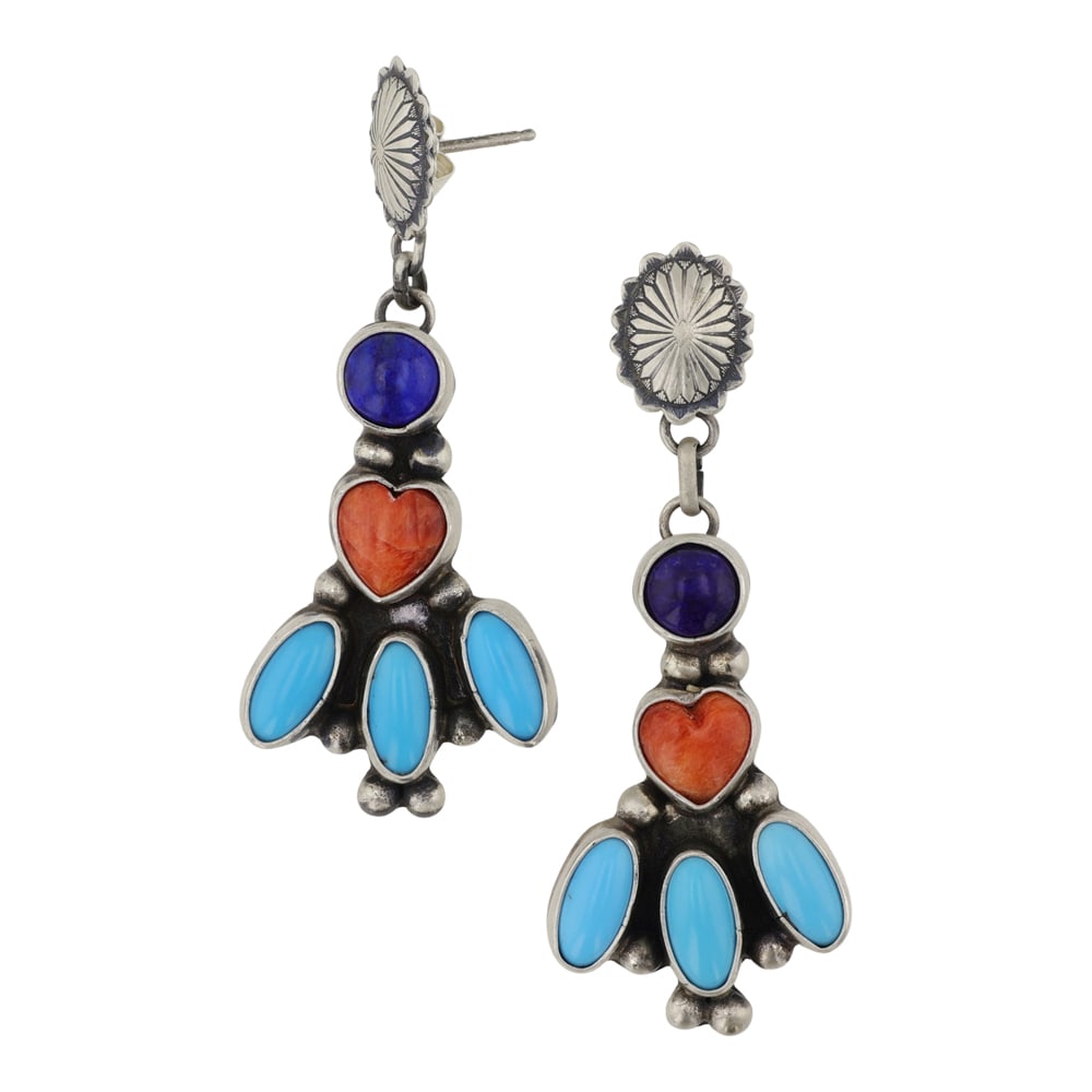 Rena Shelly Navajo Turquoise Lapis & Spiny Oyster Earrings (1 of 2)