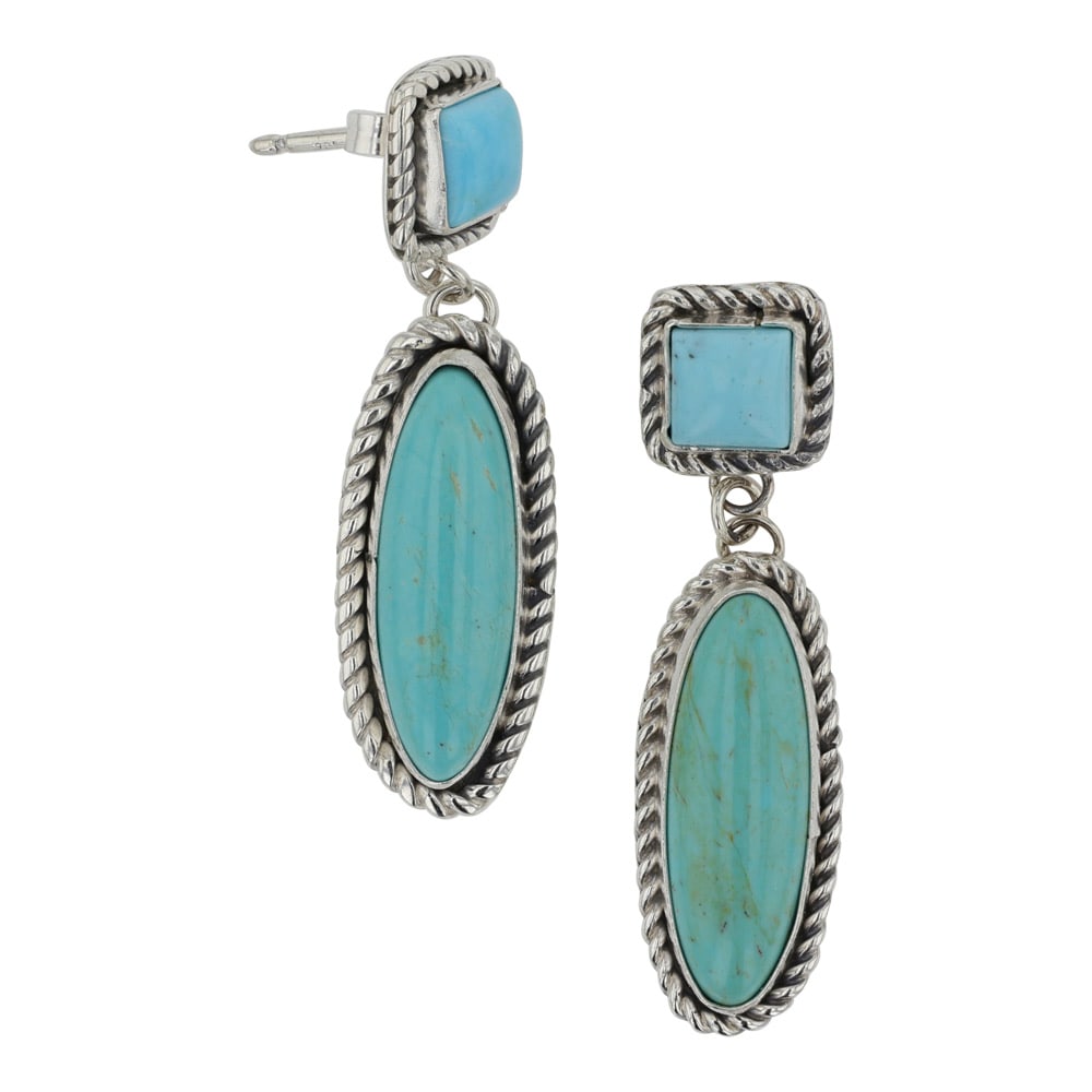 Navajo Campitos Turquoise Earrings: Sterling Silver | Genuine Campitos Turquoise | Navajo Campitos Turquoise Earrings | Navajo Native American Southwest Indian Jewelry | Good (no breaks or damages) | Approximate Weight:?5?Grams | Earrin