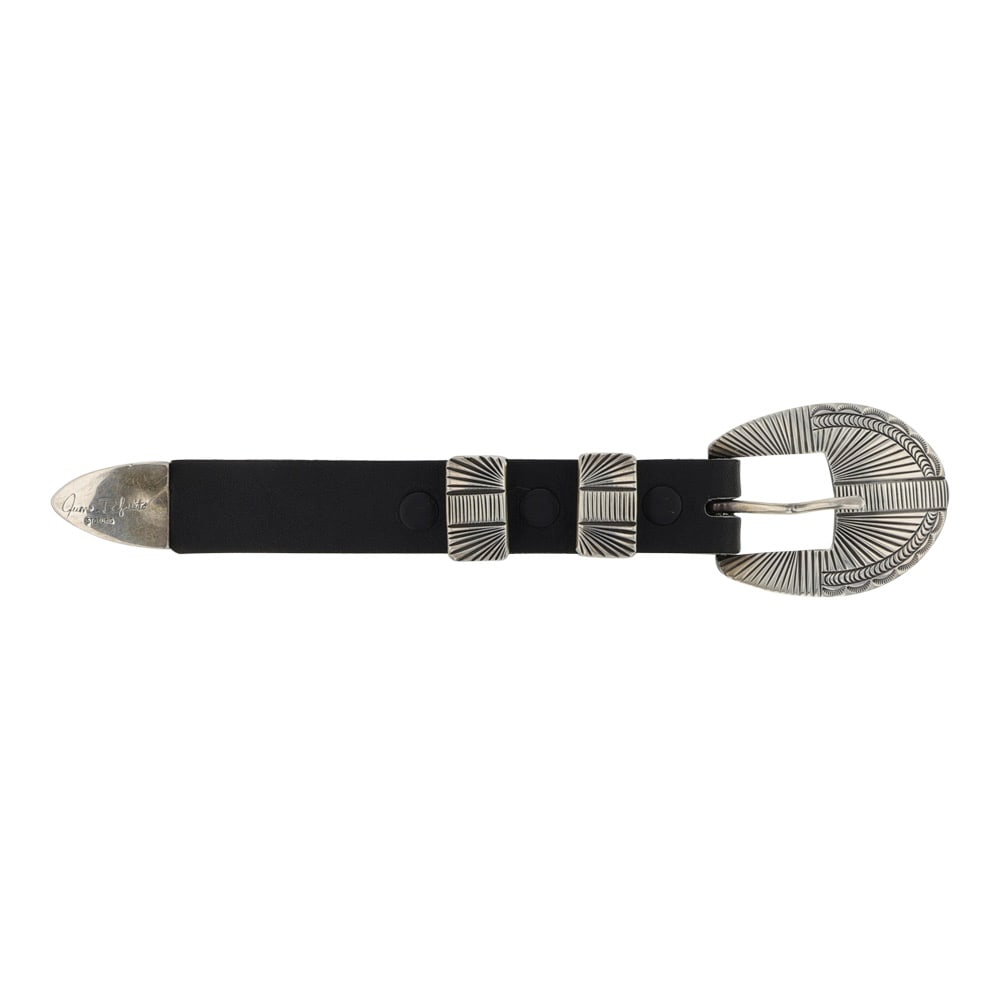 June Delgarito Navajo Plain Silver Detailed Fine Stamp-Work Ranger Buckle Set (1 of 4)