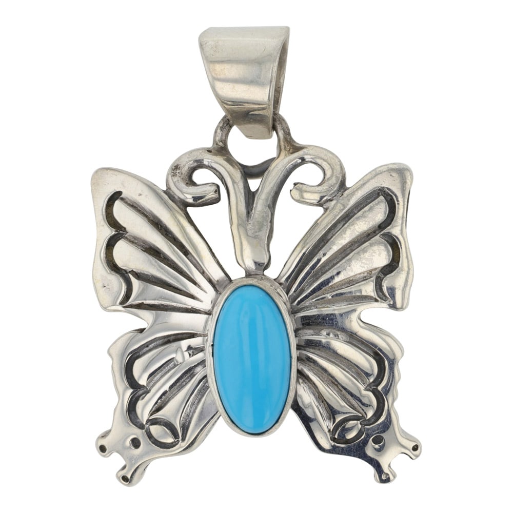 Navajo Sleeping Beauty Turquoise Butterfly Pendant (1 of 2)