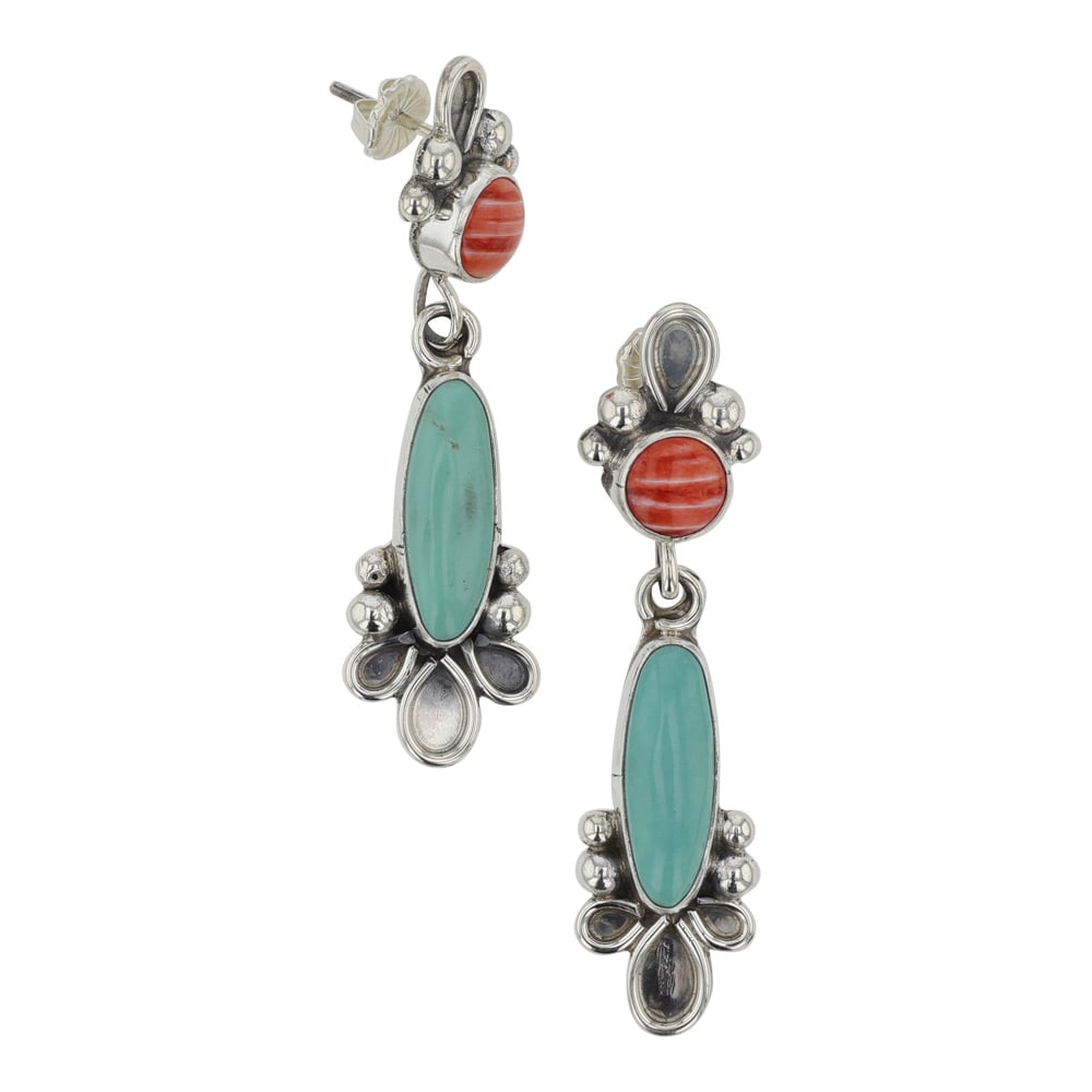 Joelias Draper Navajo Turquoise & Spiny Oyster Earrings (1 of 2)
