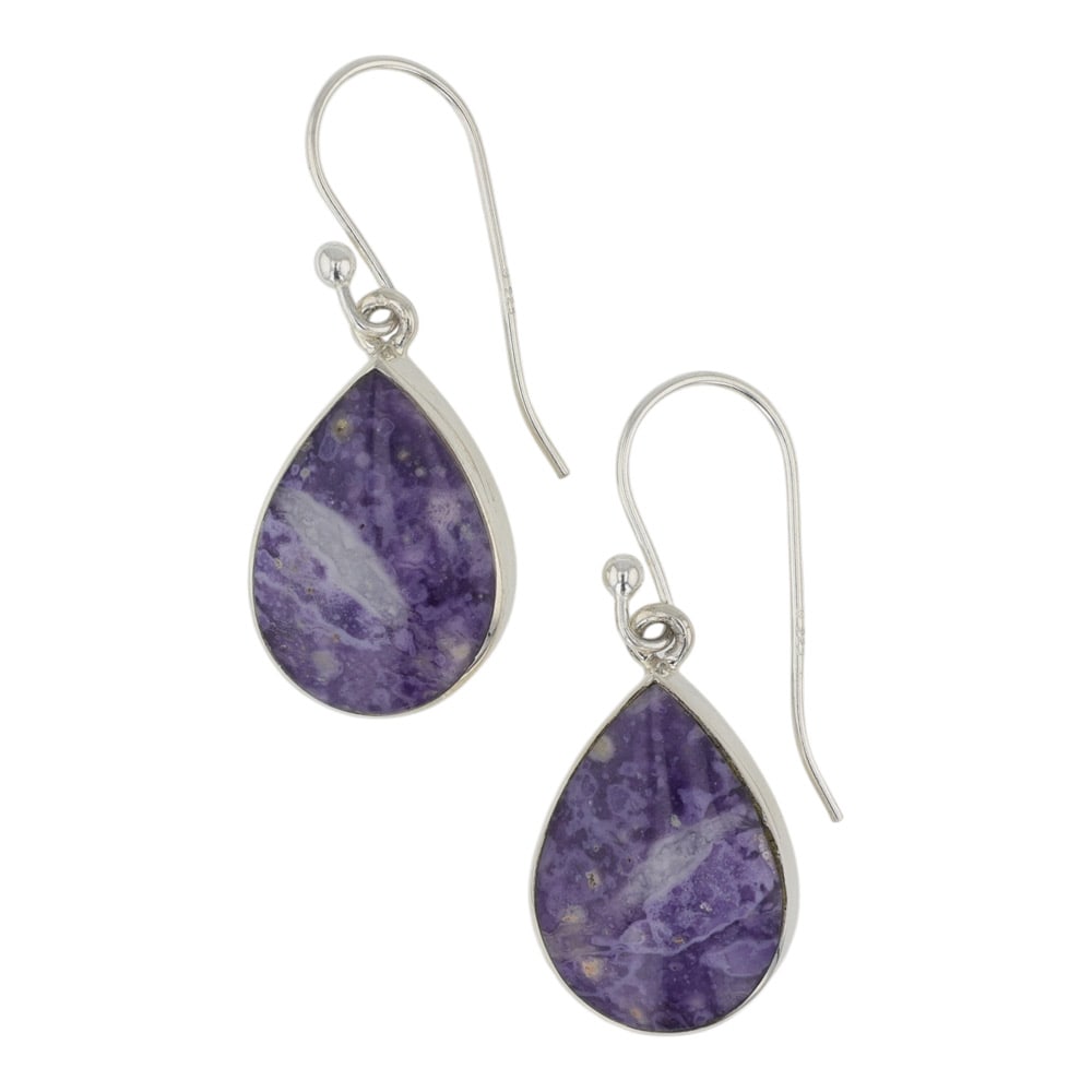 Catheryn Webster Navajo Charoite Earrings: Sterling Silver | Genuine Charoite | Catheryn Webster Navajo Charoite Earrings | Navajo Native American Southwest Indian Jewelry | Good (no breaks or damages) | Approximate Weight:?4?Grams | Earrings: