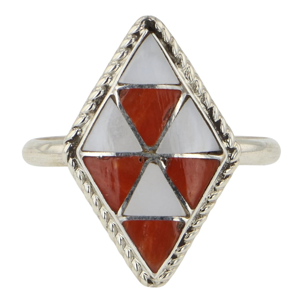 Zuni Coral & MoP Inlay Ring (1 of 3)