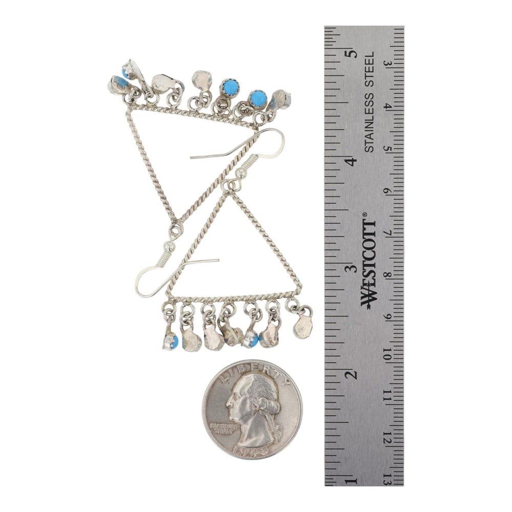 Zuni Turquoise Twist Wire Earrings - 2