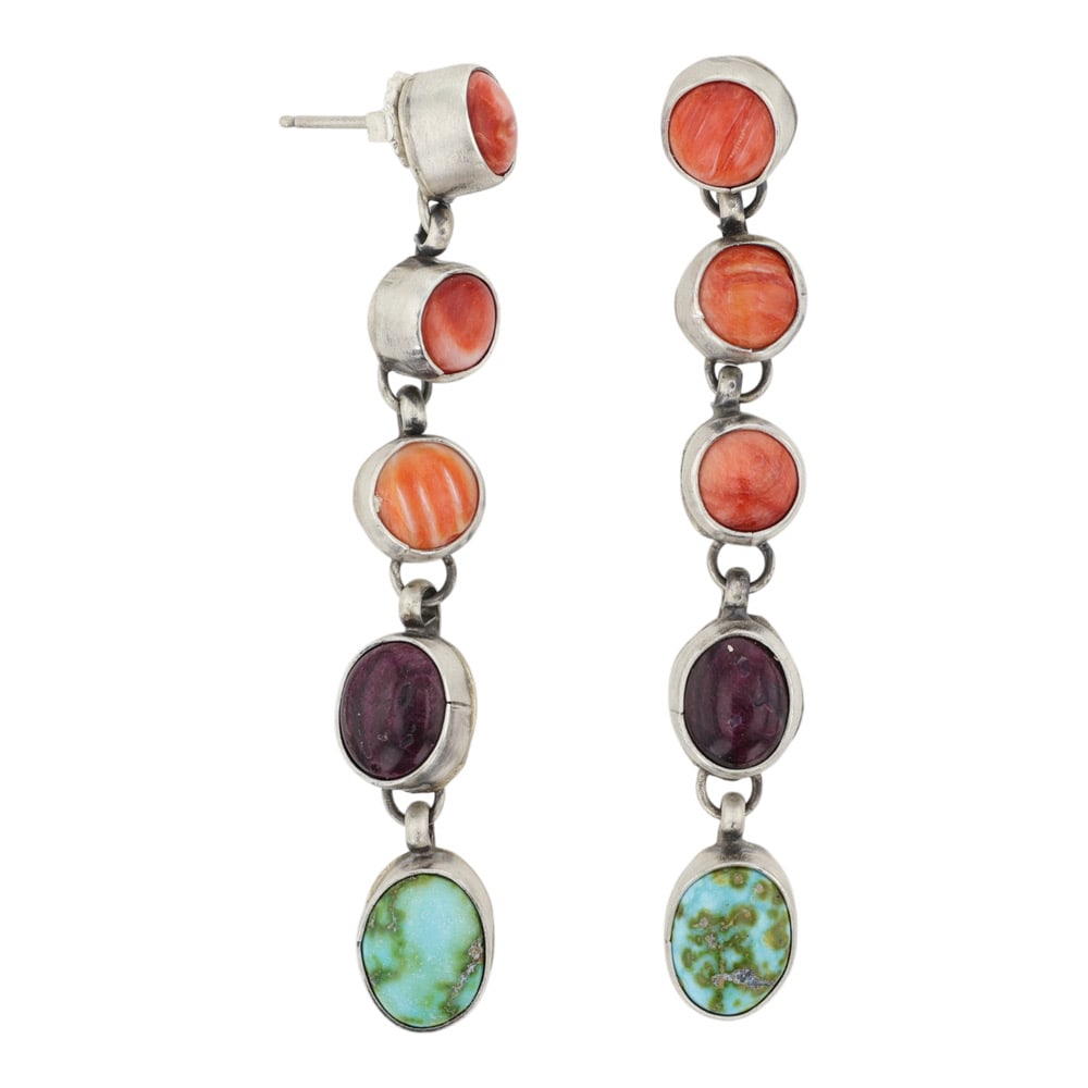 Bonnie Benally Navajo Turquoise & Spiny Oyster Earrings (1 of 2)