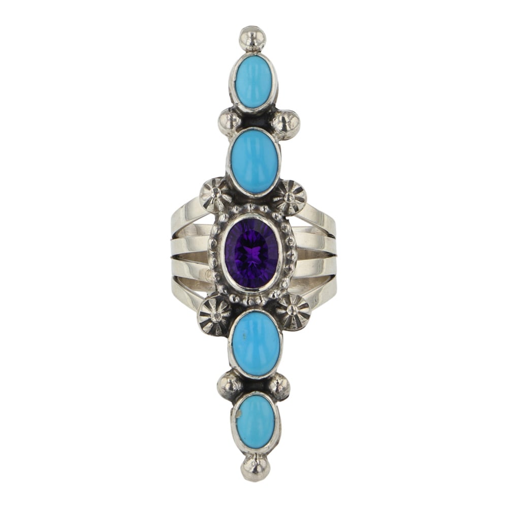 Joelias Draper Navjao Turquoise & Amethyst Five Stone Ring (1 of 3)
