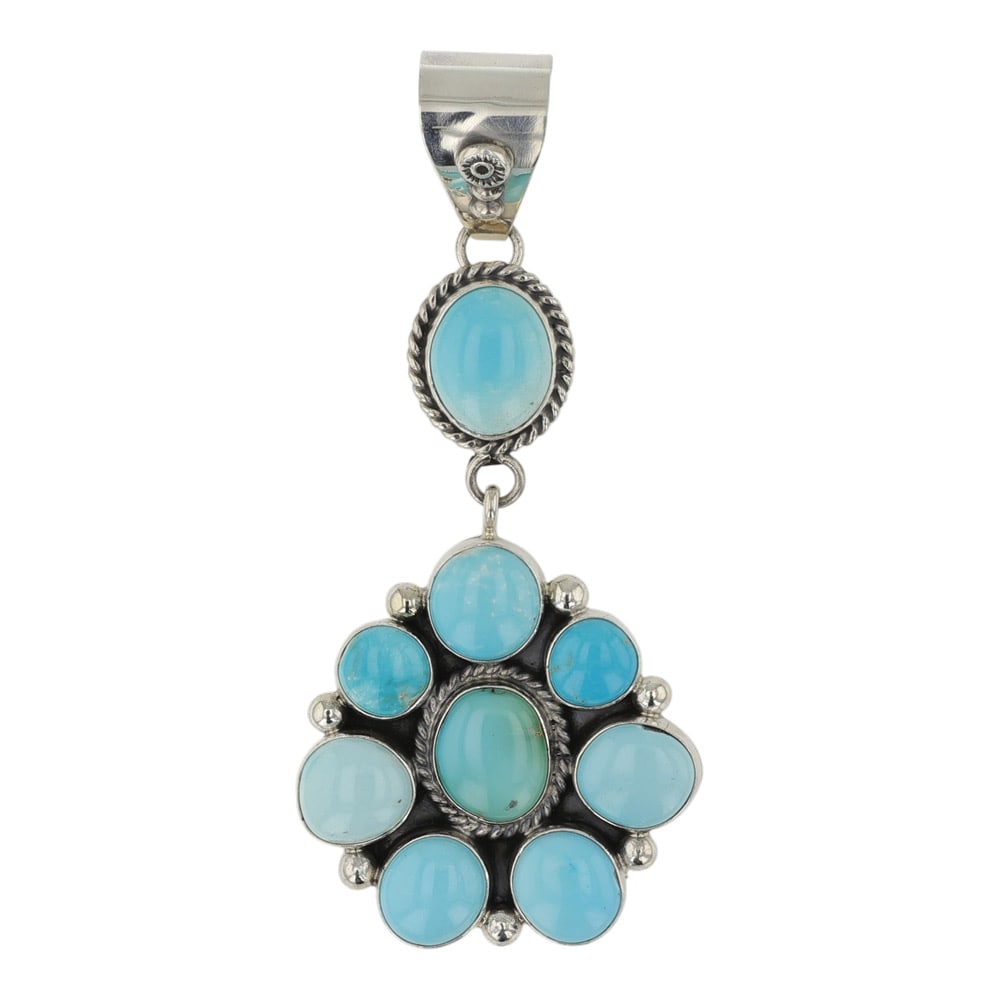 Ella Linkin Navajo Lone Mountain Turquoise Cluster Pendant (1 of 2)