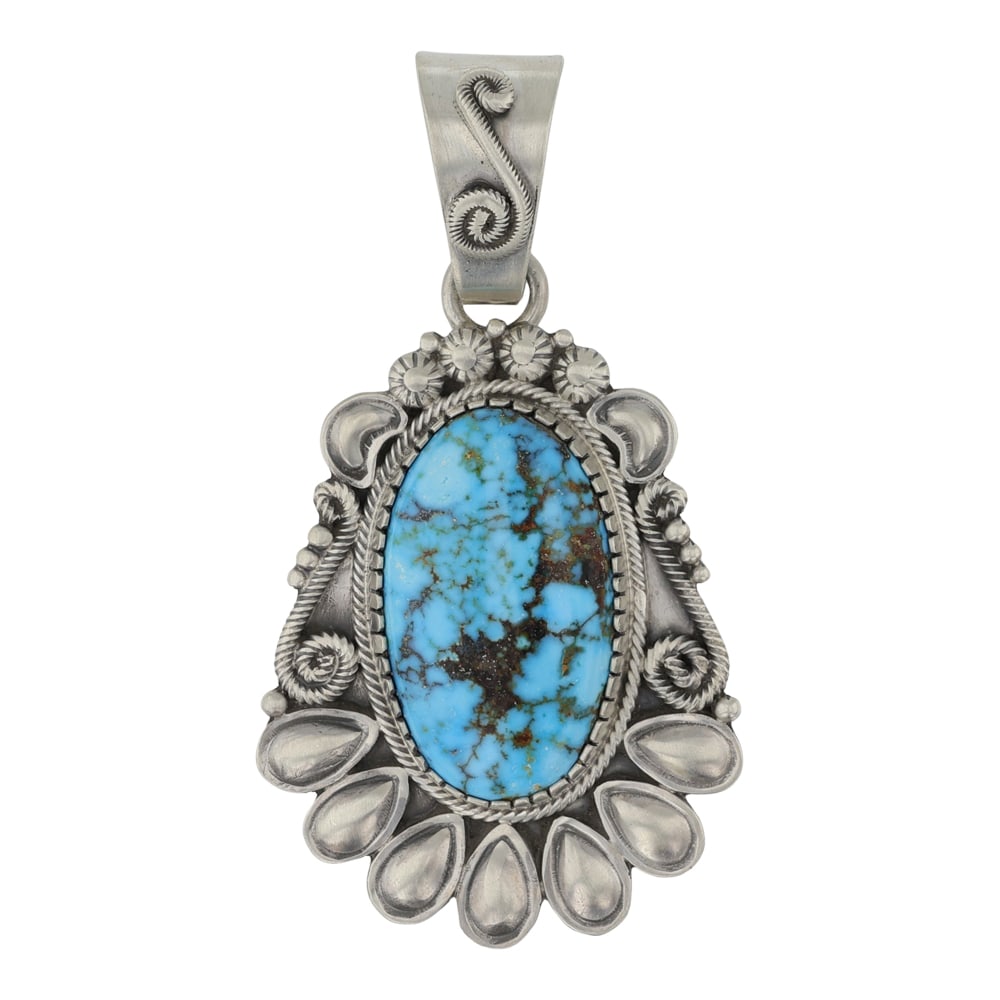 Annie Hoskie Navajo Turquoise Mountain Turquoise Bump out Pendant (1 of 2)