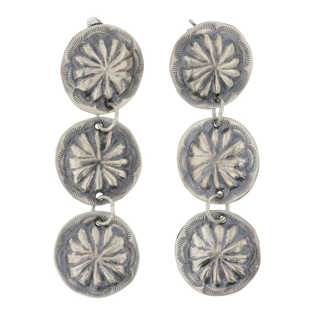 Navajo Plain Silver Concho Stamp Earrings (1 of 2)