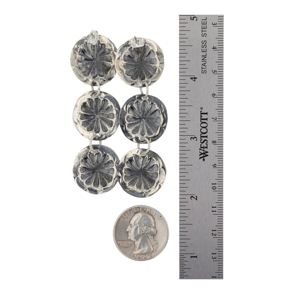 Navajo Plain Silver Concho Stamp Earrings - 2