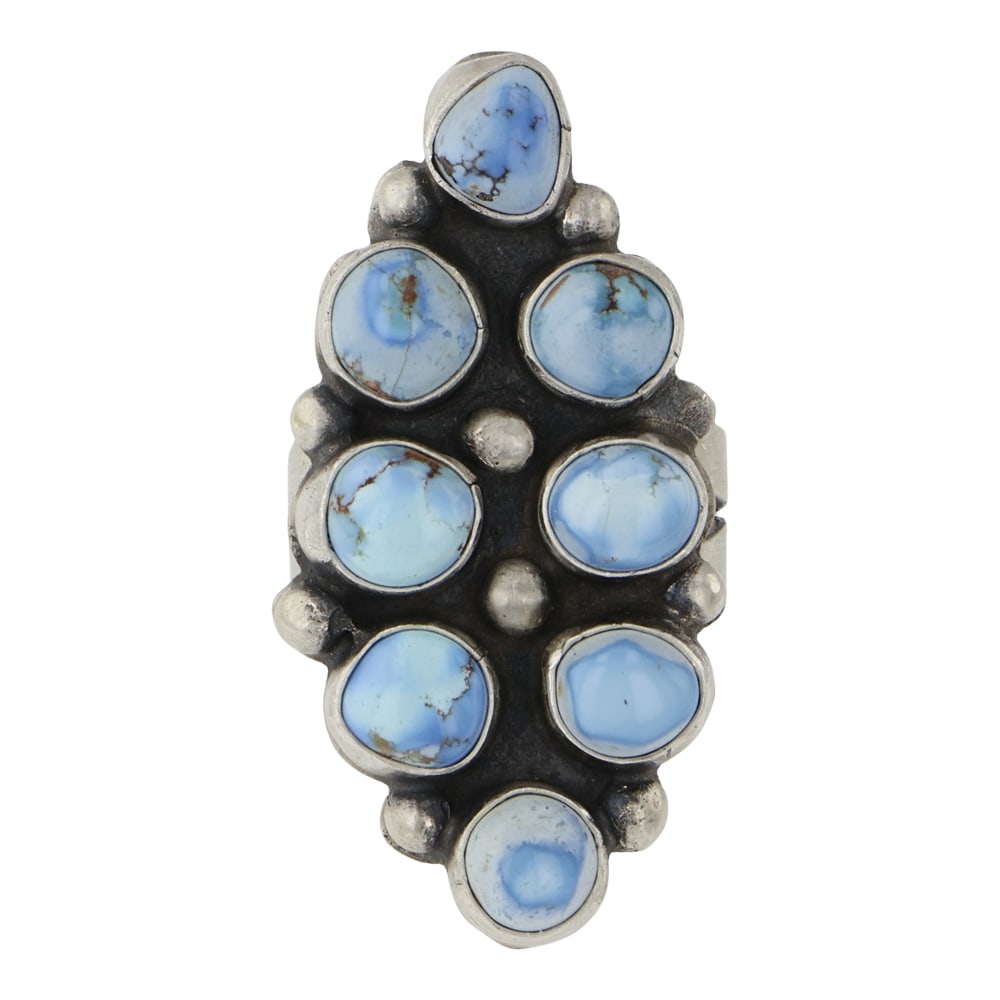 Louise Jim Navajo Golden Hills Turquoise Ring: Sterling Silver | Genuine Golden Hills Turquoise | Louise Jim Navajo Golden Hills Turquoise Ring | Navajo Native American Southwest Indian Jewelry | Good (no breaks or damages) | Approximate Weight:?1
