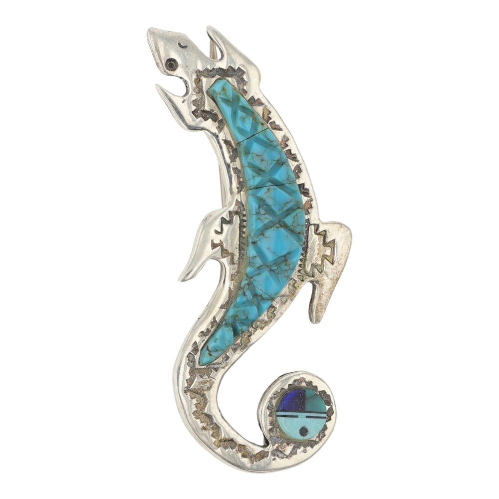 Navajo Turquoise & Lapis Inlay Gecko Pin (1 of 2)