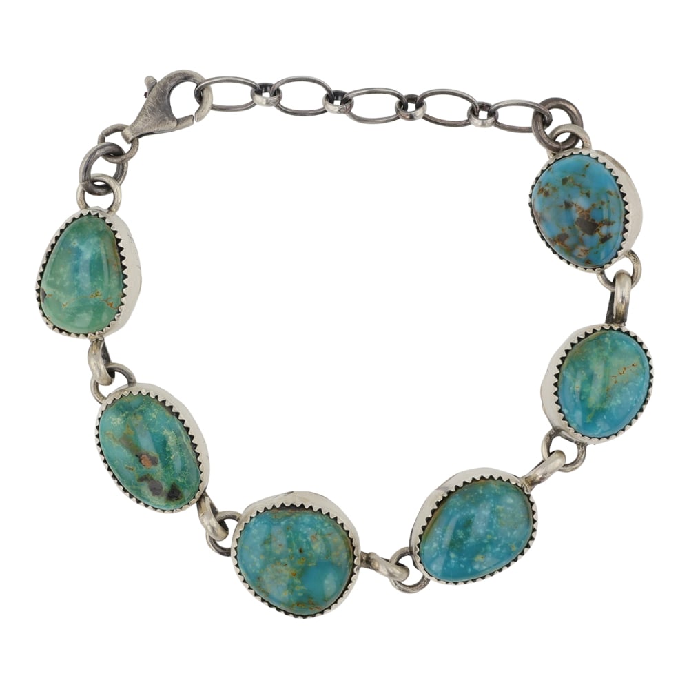 Betty Tom Navajo Fox Turquoise Link Bracelet (1 of 2)