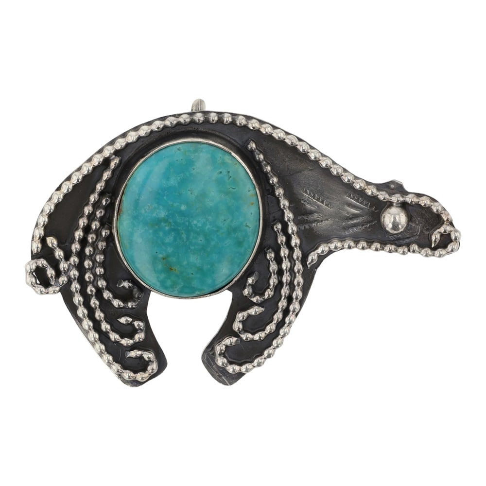 Tawney Willie Navajo Fox Turquoise Bear Pin / Pendant (1 of 2)