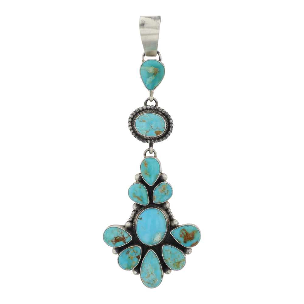 Betty Tom Navajo Royston Turquoise Statement Large Cluster Pendant (1 of 2)