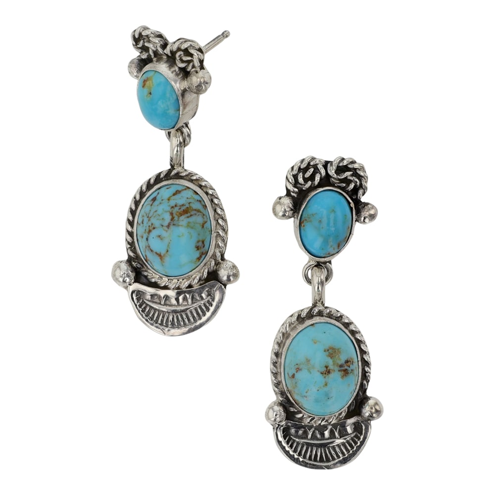 Chris Charley Navajo Nevada Turquoise Earrings (1 of 2)