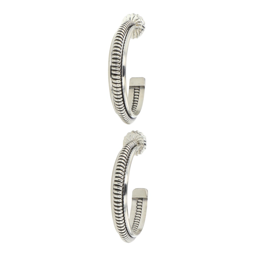 Navajo Plain Silver Twisted Wires Hoop Earrings (1 of 2)