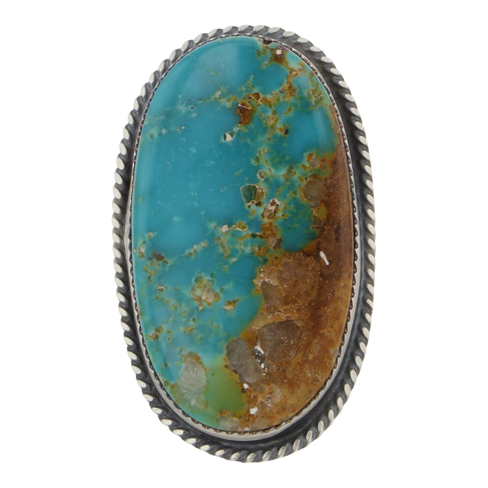 Navajo Royston Turquoise Adjustable Ring: Sterling Silver | Genuine Royston Turquoise | Navajo Royston Turquoise Adjustable Ring | Navajo Native American Southwest Indian Jewelry | Good (no breaks or damages) | Approximate Weight:?16?Grams | 
