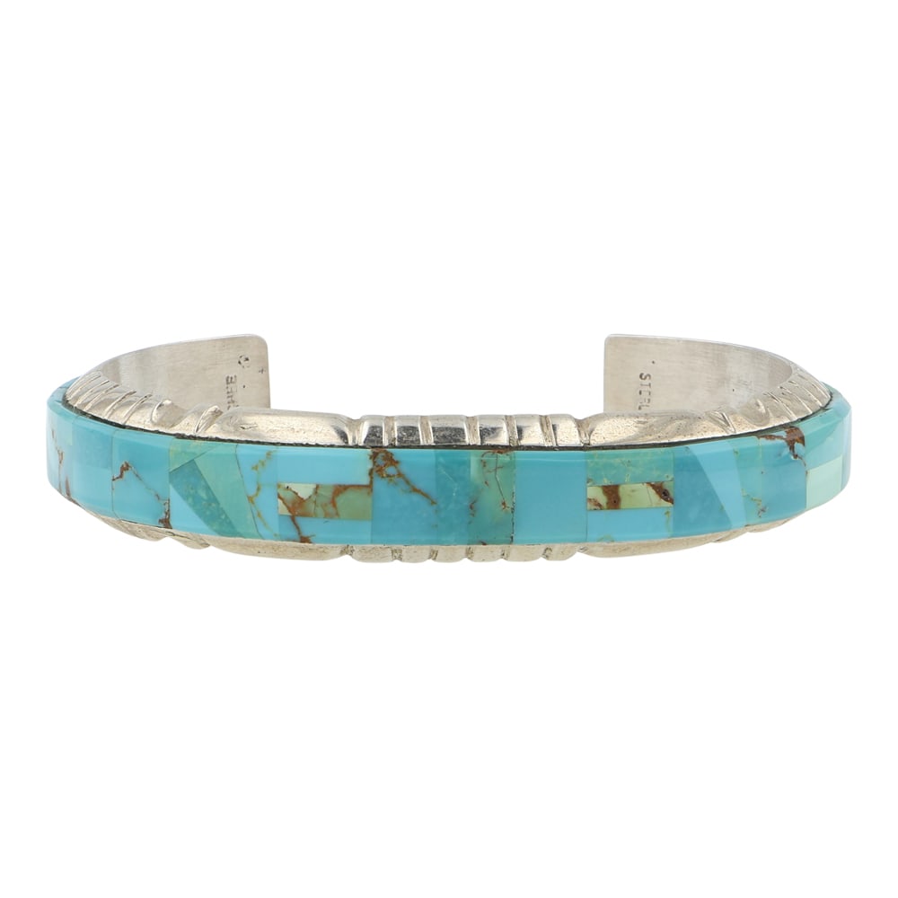 Navajo Nevada Turquoise Inlay Bracelet (1 of 3)