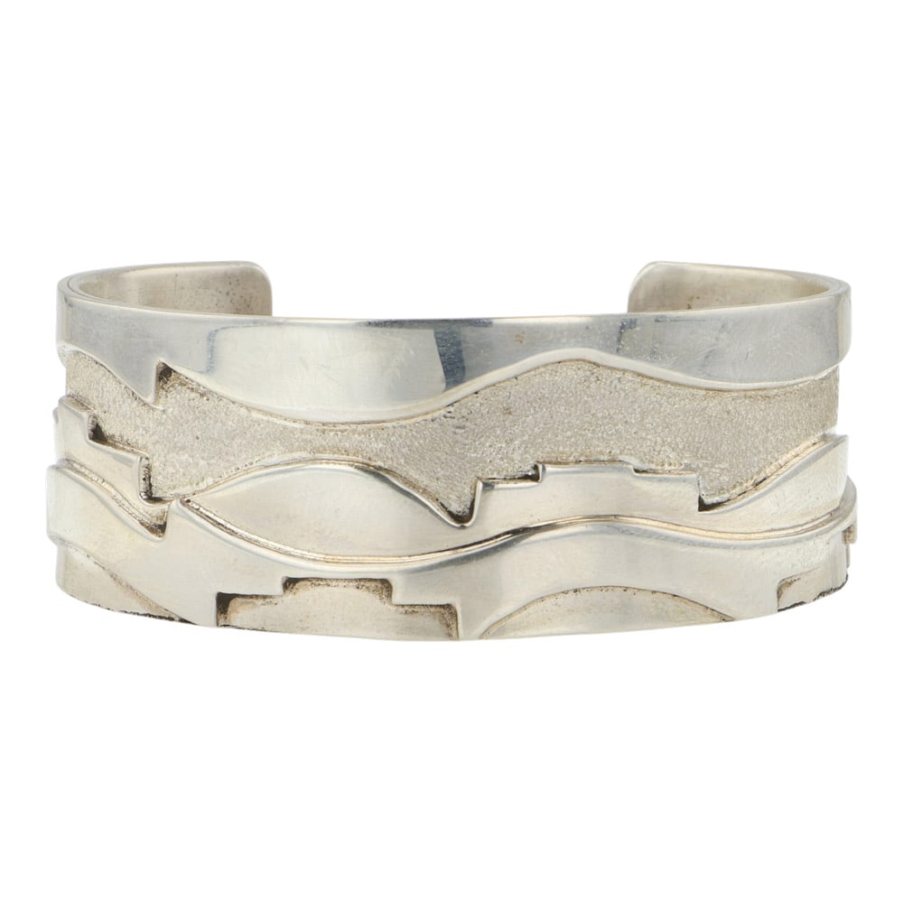 Abraham Peina Talented Zuni Artist Plain Silver Cuff Bracelet (1 of 4)