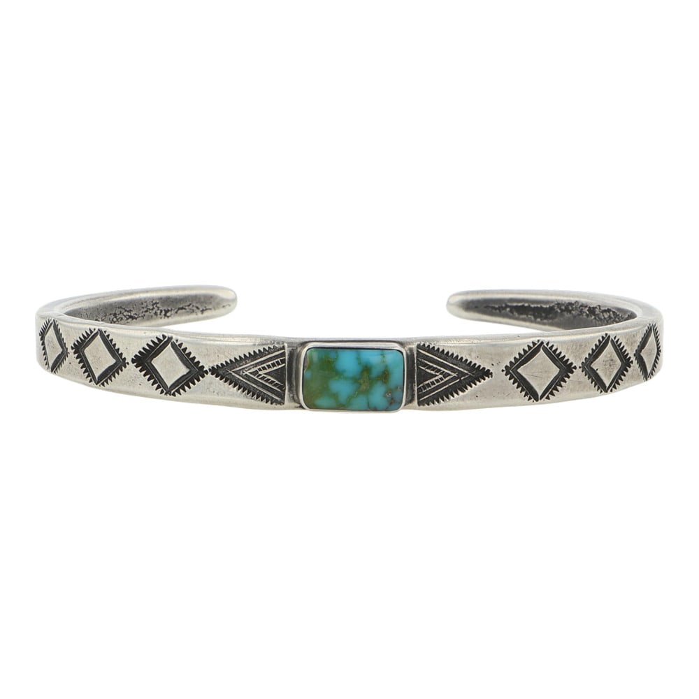 Alex Horst Anglo Southwest Artist Talented Detailed Stamp-Work Royston Turquoise Bracelet (1 of 4)