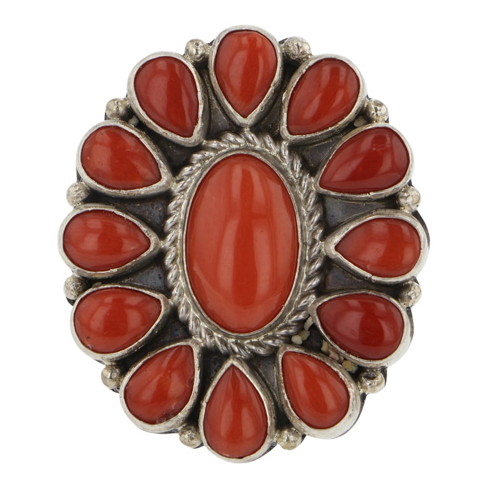 Renell Perry Navajo Mediterranean Coral Cluster Ring (1 of 3)
