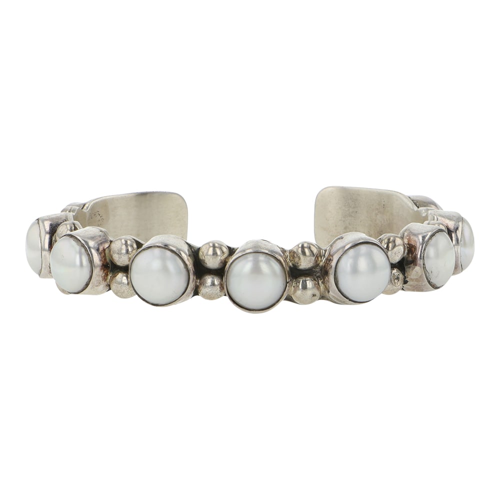 Nakai Southwest Navajo Shop Cultured Pearls Cuff Bracelet (1 of 4)