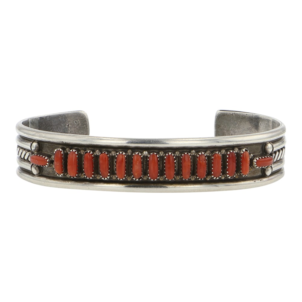 Ellen & Lawrence Lonasee Zuni Vintage Mediterranean Coral Bracelet (1 of 3)