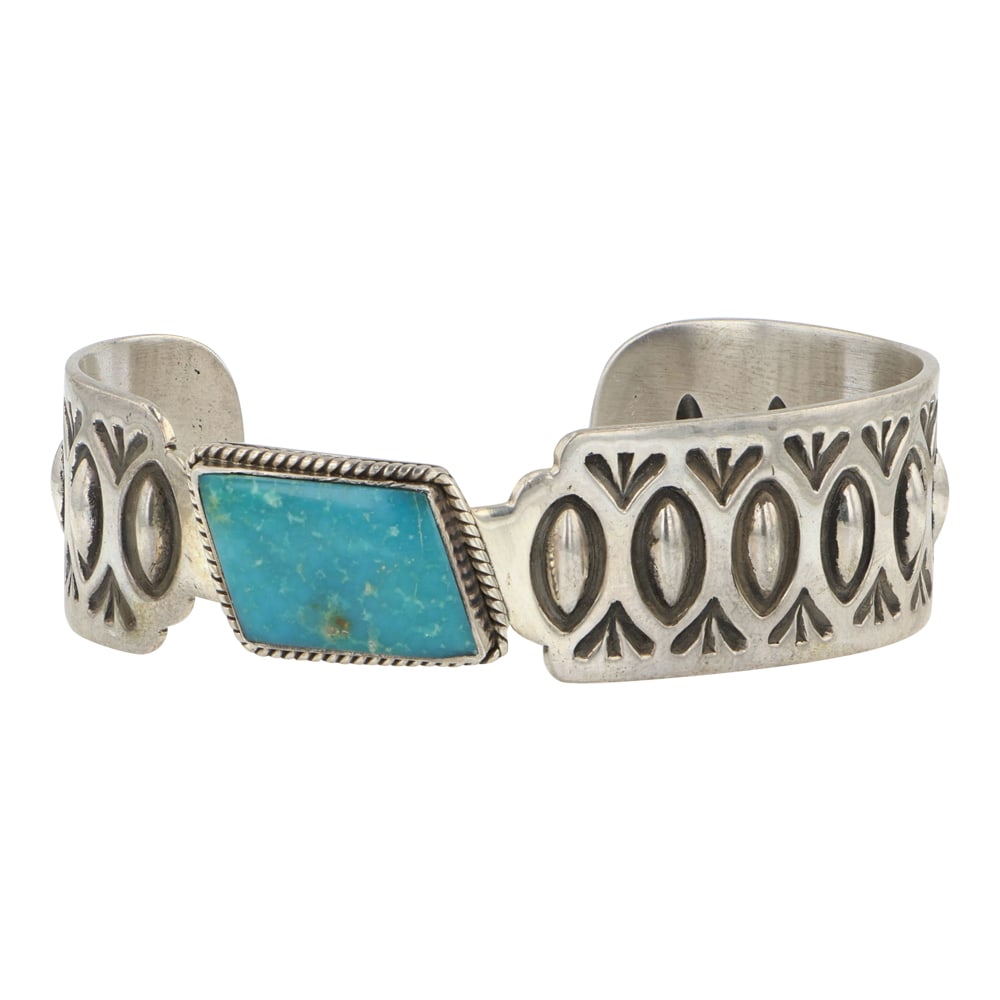 Navajo Fox Turquoise Bump out Bracelet: Sterling Silver | Genuine Fox Turquoise | Navajo Fox Turquoise Bump out Bracelet | Navajo Native American Southwest Indian Jewelry | Good (no breaks or damages) | Approximate Weight: 43 Grams | Bracel