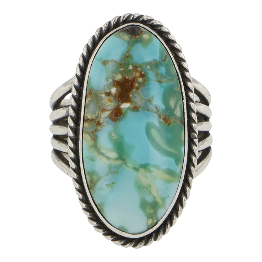 Derrick Gordon Navajo Royston Turquoise Ring: Sterling Silver | Genuine Royston Turquoise | Derrick Gordon Navajo Royston Turquoise Ring | Navajo Native American Southwest Indian Jewelry | Good (no breaks or damages) | Approximate Weight: 12 Gram