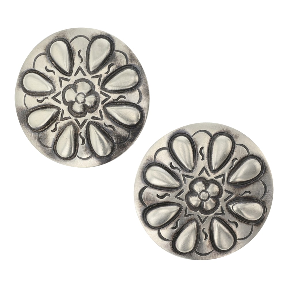 Navajo Bump out Work Plain Silver Clip-on Earrings (1 of 2)
