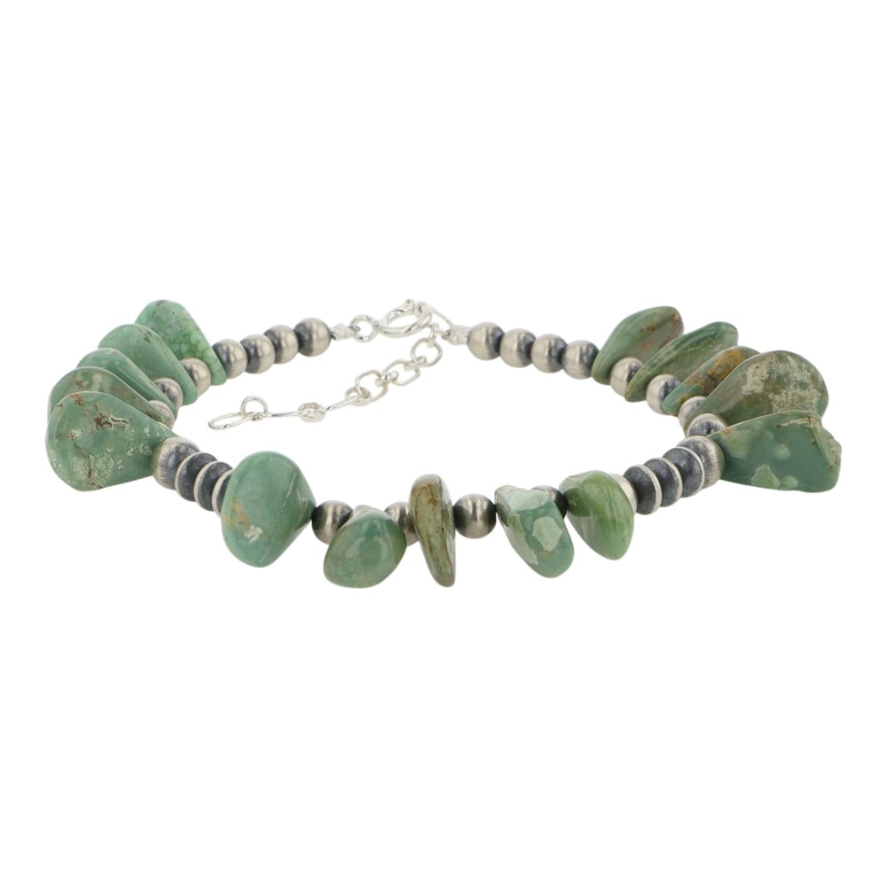 Navajo Nevada Turquoise & Oxidized Beads Bracelet (1 of 3)