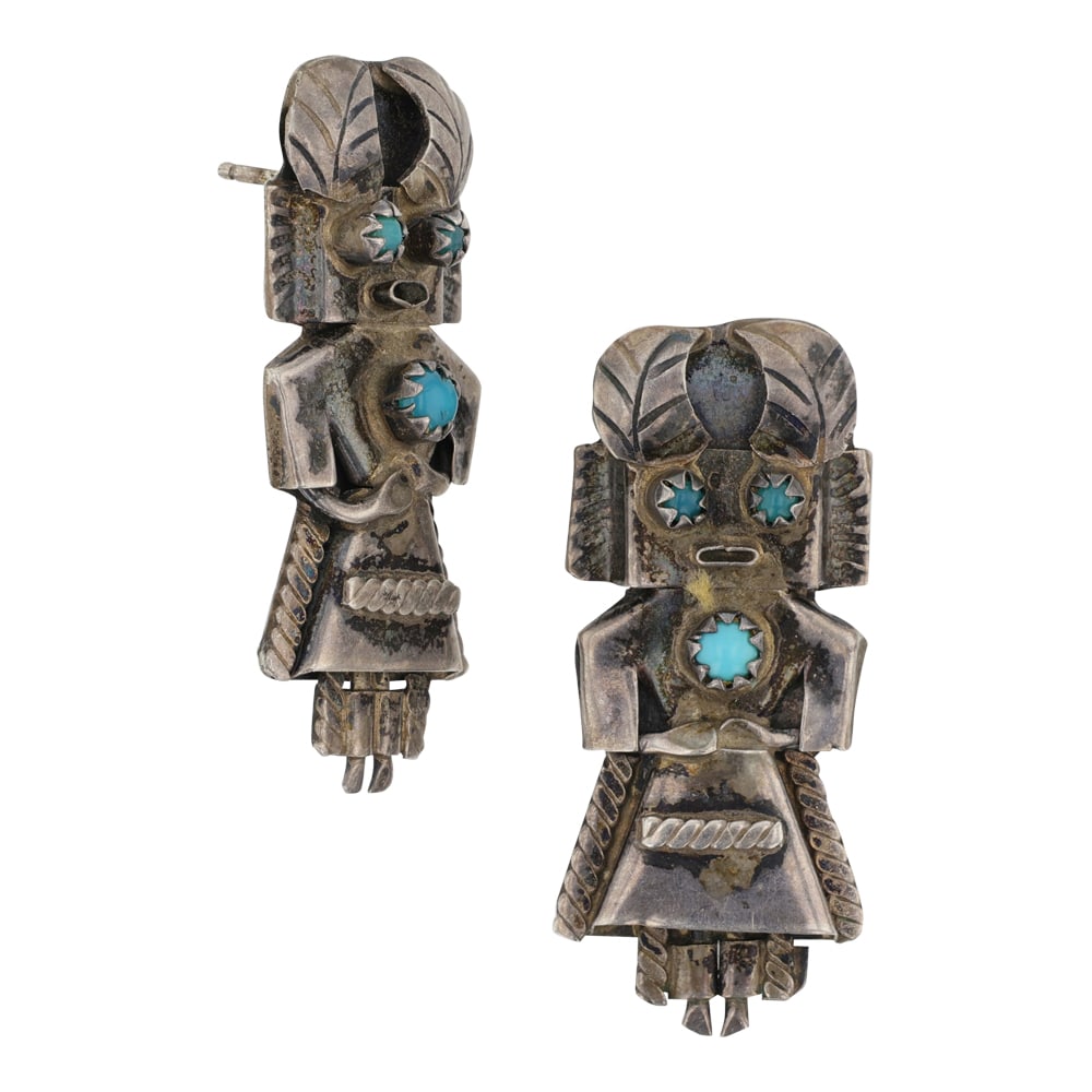 Vintage Navajo Kingman Turquoise Earrings: Sterling Silver | Genuine Kingman Turquoise | Vintage Navajo Kingman Turquoise Earrings | Navajo Native American Southwest Indian Jewelry | Good (no breaks or damages) | Approximate Weight: 6 Grams | 