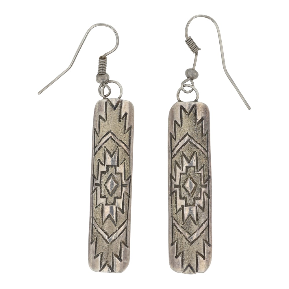 Navajo Plain Silver Rug Pattern Earrings (1 of 2)