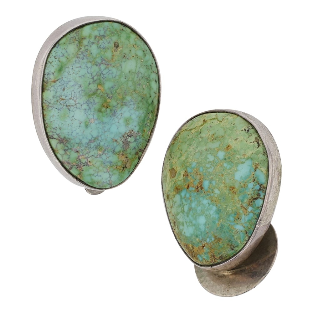 Federico Jimenez Hispanic Well Known Artist Nevada Turquoise Clip-on Earrings (1 of 2)