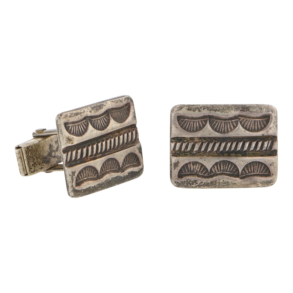 Vintage Navajo Stamp-Work Cuff Links (1 of 2)