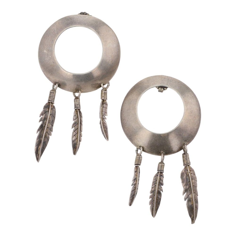 Vintage Navajo Plain Silver Earrings (1 of 2)