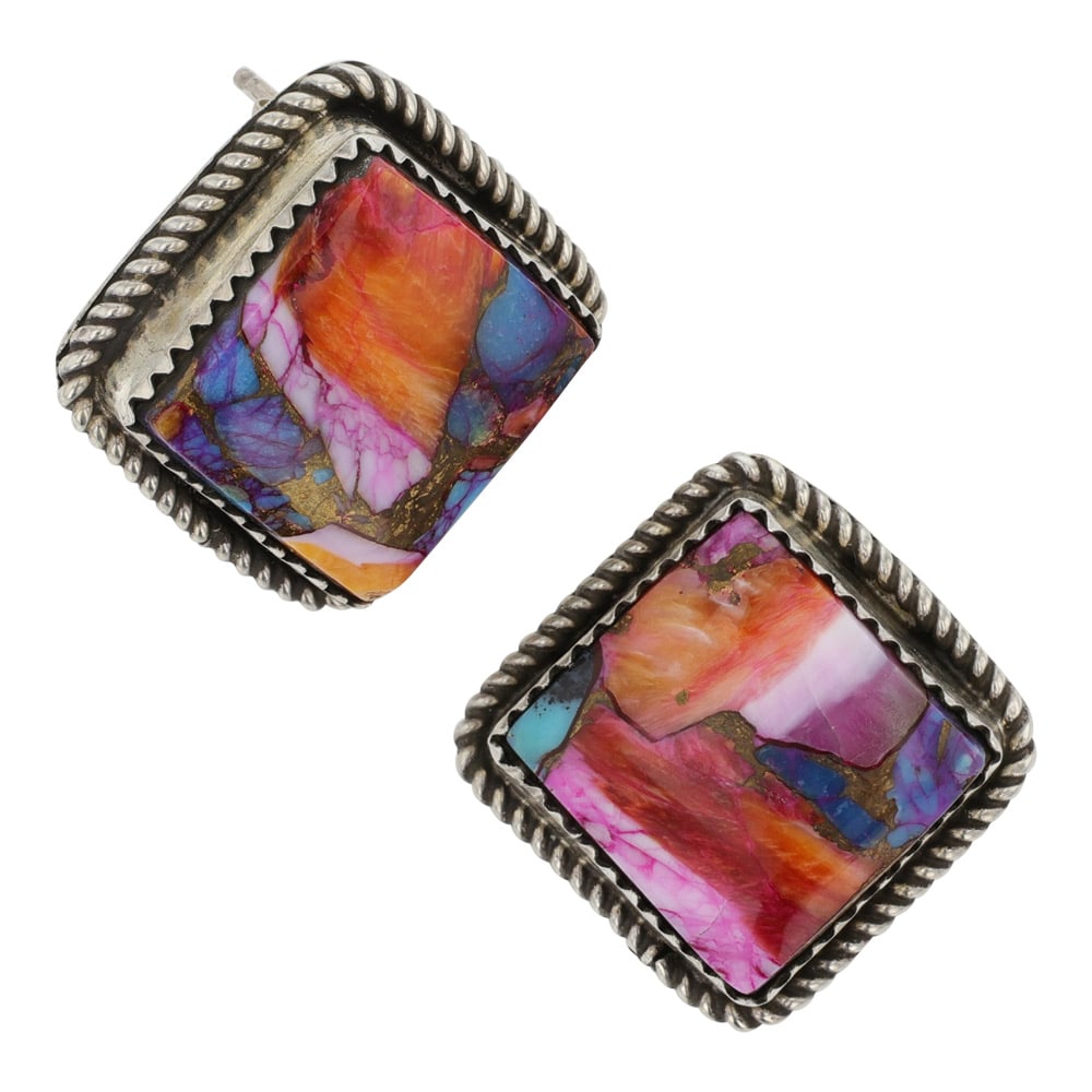 Navajo Compressed Mojave Turquoise Earrings (1 of 2)