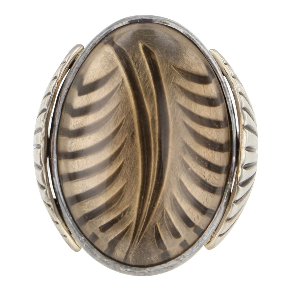 Steve Yellowhorse Navajo Silver & Decorative Glass Ring