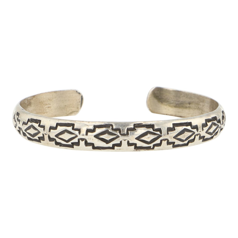 Alvin Toadacheene Navajo Sterling Silver Rug Pattern Bracelet