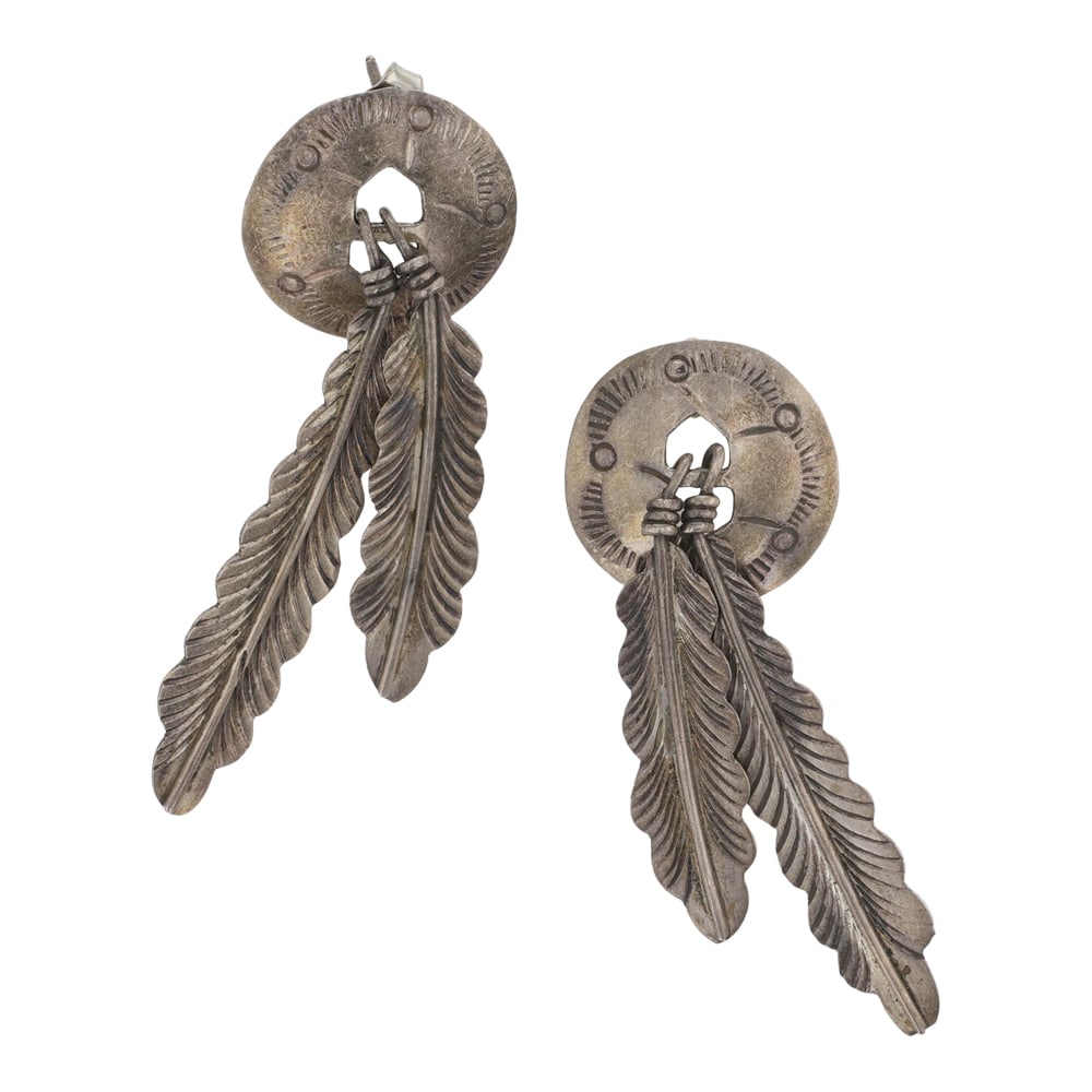 Vintage Navajo Plain Silver Earrings (1 of 2)