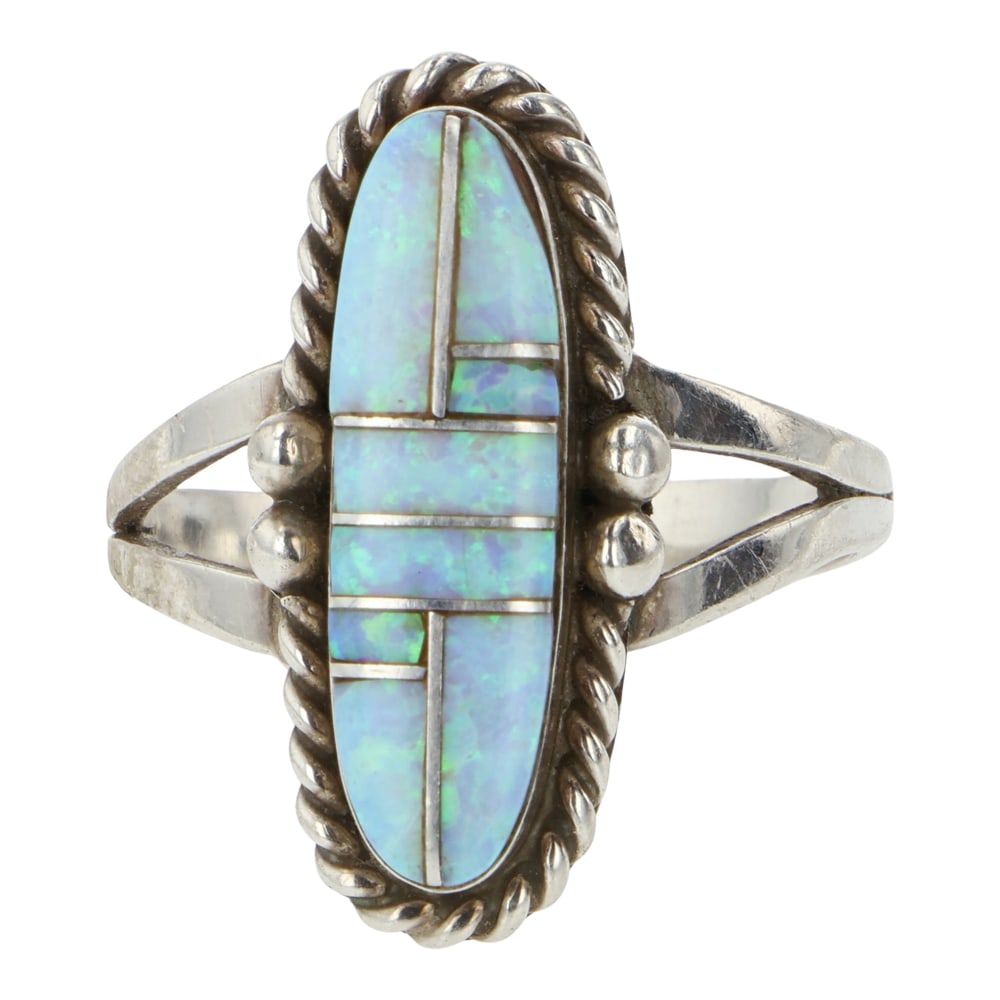 Navajo Synthetic Opal Inlay Ring (1 of 3)