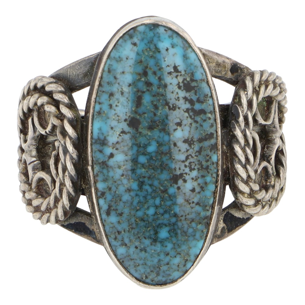 Vintage Navajo Spiderweb Turquoise Ring: Sterling Silver | Genuine Turquoise | Vintage Navajo Spiderweb Turquoise Ring | Navajo Native American Southwest Indian Jewelry | Good (no breaks or damages) | Approximate Weight: 8 Grams | Ring: 6.5 